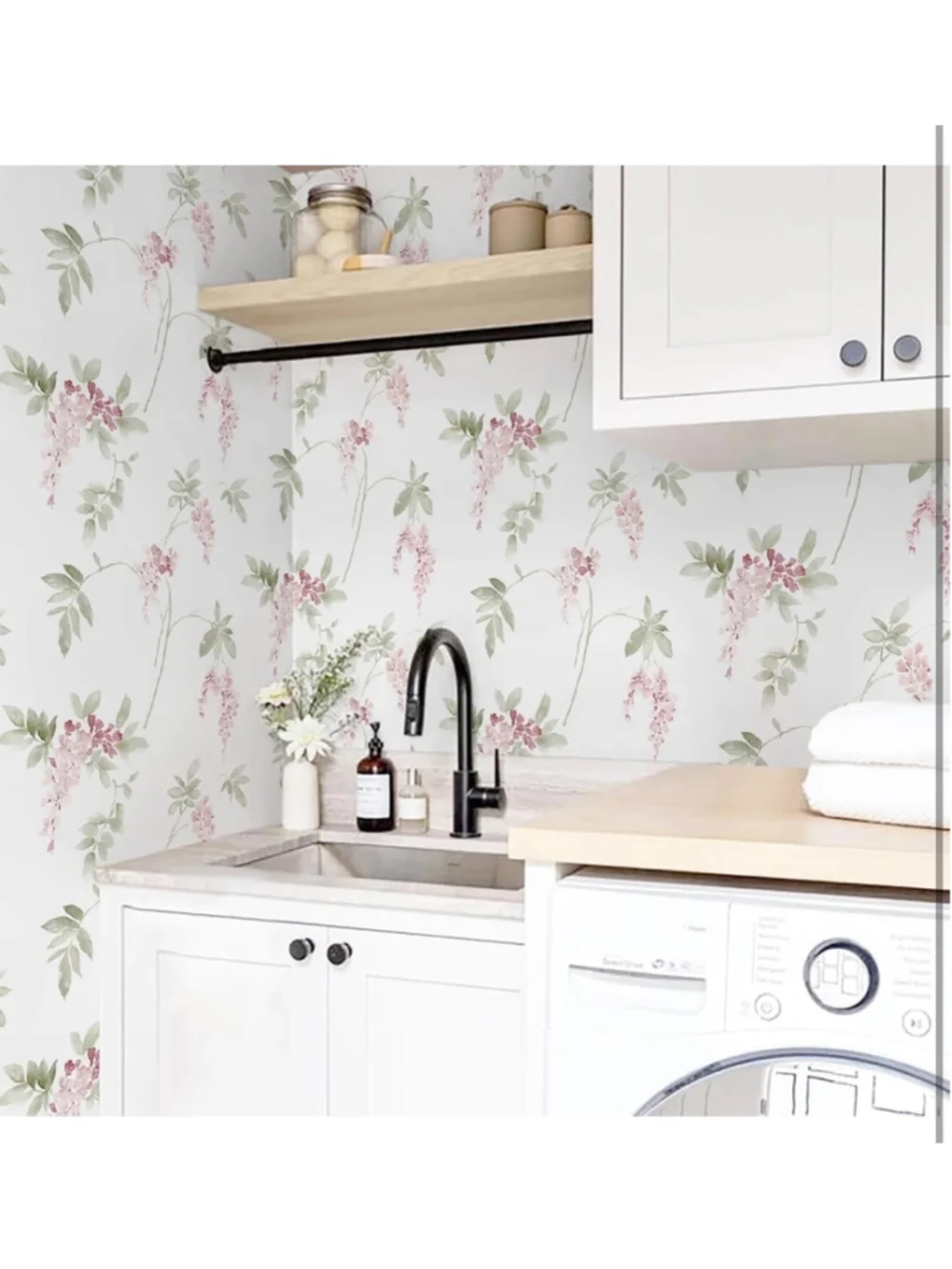 NEW 2 Rolls 17.3''x197''Floral Peel & Stick Wallpaper Vinyl Floral Contact Paper